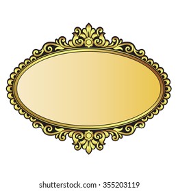 Vector vintage border frame engraving with retro ornament pattern in antique rococo style decorative design