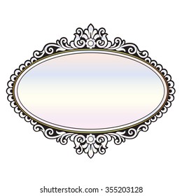  Vector vintage border frame engraving with retro ornament pattern in antique rococo style decorative design
