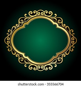 Vector vintage border frame engraving with retro ornament pattern in antique rococo style decorative design