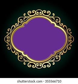 Vector vintage border frame engraving with retro ornament pattern in antique rococo style decorative design