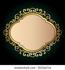 Vector vintage border frame engraving with retro ornament pattern in antique rococo style decorative design