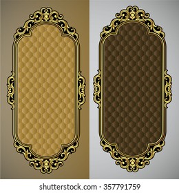 Vector vintage border frame engraving with retro ornament pattern in antique rococo style decorative design