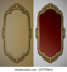Vector vintage border frame engraving with retro ornament pattern in antique rococo style decorative design