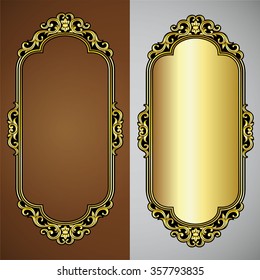 Vector vintage border frame engraving with retro ornament pattern in antique rococo style decorative design