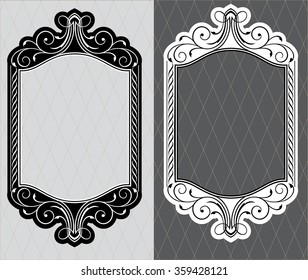 Vector vintage border frame engraving with retro ornament pattern in antique rococo style decorative design