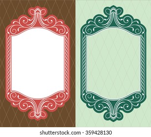 Vector vintage border frame engraving with retro ornament pattern in antique rococo style decorative design