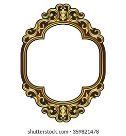 Vector vintage border frame engraving with retro ornament pattern in antique rococo style decorative design