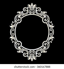  Vector vintage border frame engraving with retro ornament pattern in antique rococo style decorative design