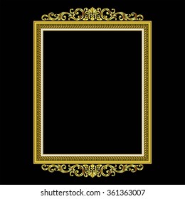 Vector vintage border frame engraving with retro ornament pattern in antique rococo style decorative design