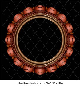 Vector vintage border frame engraving with retro ornament pattern in antique rococo style decorative design