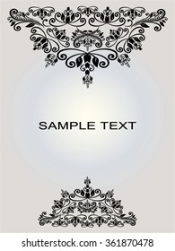 Vector vintage border frame engraving with retro ornament pattern in antique rococo style decorative design