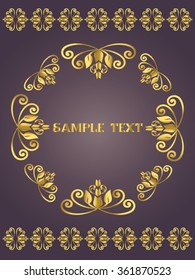 Vector vintage border frame engraving with retro ornament pattern in antique rococo style decorative design