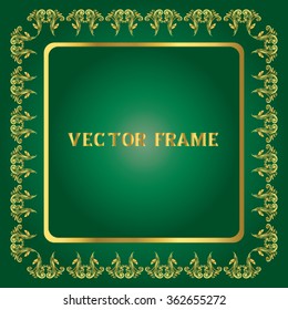 
Vector vintage border frame engraving with retro ornament pattern in antique rococo style decorative design