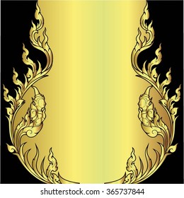 Vector vintage border frame engraving with retro ornament pattern in antique rococo style decorative design