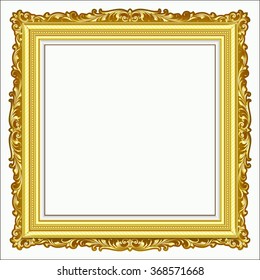 Vector vintage border frame engraving with retro ornament pattern in antique rococo style decorative design
