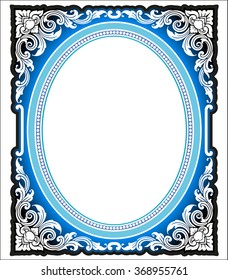 Vector vintage border frame engraving with retro ornament pattern in antique rococo style decorative design
