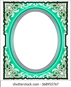 Vector vintage border frame engraving with retro ornament pattern in antique rococo style decorative design
