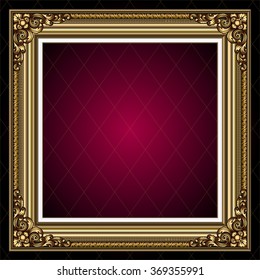 Vector vintage border frame engraving with retro ornament pattern in antique rococo style decorative design