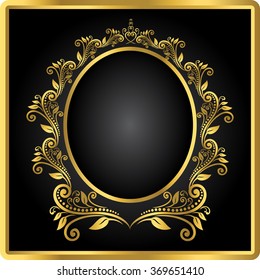  Vector vintage border frame engraving with retro ornament pattern in antique rococo style decorative design
