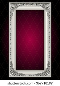 Vector vintage border frame engraving with retro ornament pattern in antique rococo style decorative design