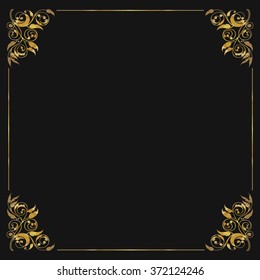 Vector vintage border frame engraving with retro ornament pattern in antique rococo style decorative design

