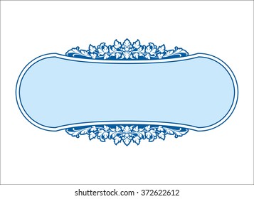 Vector vintage border frame engraving with retro ornament pattern in antique rococo style decorative design
