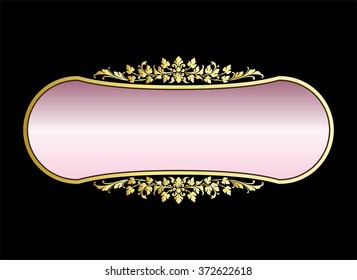 Vector vintage border frame engraving with retro ornament pattern in antique rococo style decorative design
