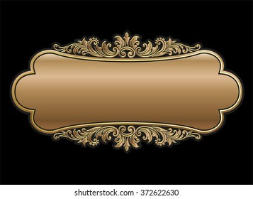 Grabado de Vector del marco de la frontera de la vendimia con el patrón retro del ornamento en diseño decorativo antiguo del estilo del rococó
