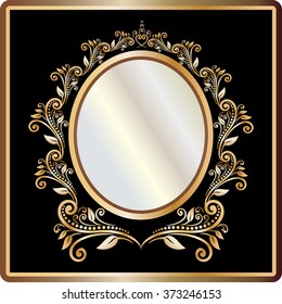 Vector vintage border frame engraving with retro ornament pattern in antique rococo style decorative design
