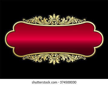 Vector vintage border frame engraving with retro ornament pattern in antique rococo style decorative design
