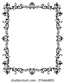 vector vintage border frame engraving with retro ornament pattern in antique baroque style decorative design