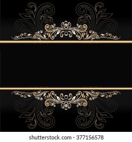 Vector vintage border frame engraving with retro ornament pattern in antique rococo style decorative design
