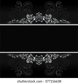Vector vintage border frame engraving with retro ornament pattern in antique rococo style decorative design

