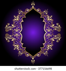 Vector vintage border frame engraving with retro ornament pattern in antique rococo style decorative design
