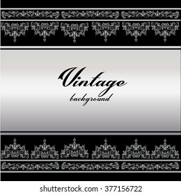 Vector vintage border frame engraving with retro ornament pattern in antique rococo style decorative design
