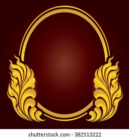 Vector vintage border frame engraving with retro ornament pattern in antique rococo style decorative design

