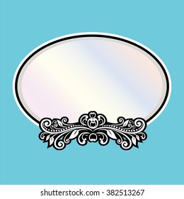 Vector vintage border frame engraving with retro ornament pattern in antique rococo style decorative design

