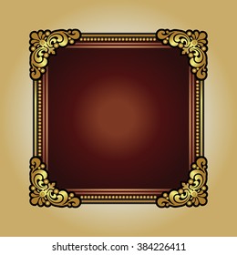 Vector vintage border frame engraving with retro ornament pattern in antique rococo style decorative design

