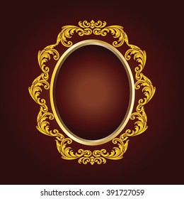 Vector vintage border frame engraving with retro ornament pattern in antique rococo style decorative design