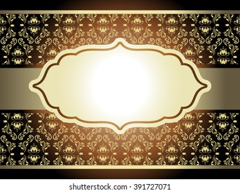Vector vintage border frame engraving with retro ornament pattern in antique rococo style decorative design