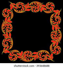 Vector vintage border frame engraving with retro ornament pattern. decorative design