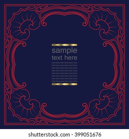 Vector vintage border  frame engraving  with retro ornament pattern in antique rococo style decorative design