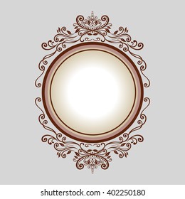 Vector vintage border frame engraving with retro ornament pattern in antique rococo style decorative design

