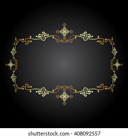 Vector vintage border frame engraving with retro ornament pattern in antique rococo style decorative design
