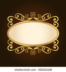 Vector vintage border frame engraving with retro ornament pattern in antique rococo style decorative design
