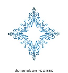 Vector vintage border frame engraving with retro ornament pattern in antique rococo style decorative design

