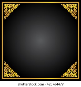 Vector vintage border frame engraving with retro ornament pattern in antique rococo style decorative design
