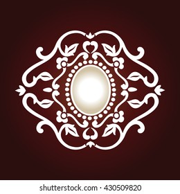 Vector vintage border frame engraving with retro ornament pattern in antique rococo style decorative design
