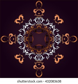 Vector vintage border frame engraving with retro ornament pattern in antique rococo style decorative design