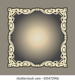Vector vintage border frame engraving with retro ornament pattern in antique rococo style decorative design
